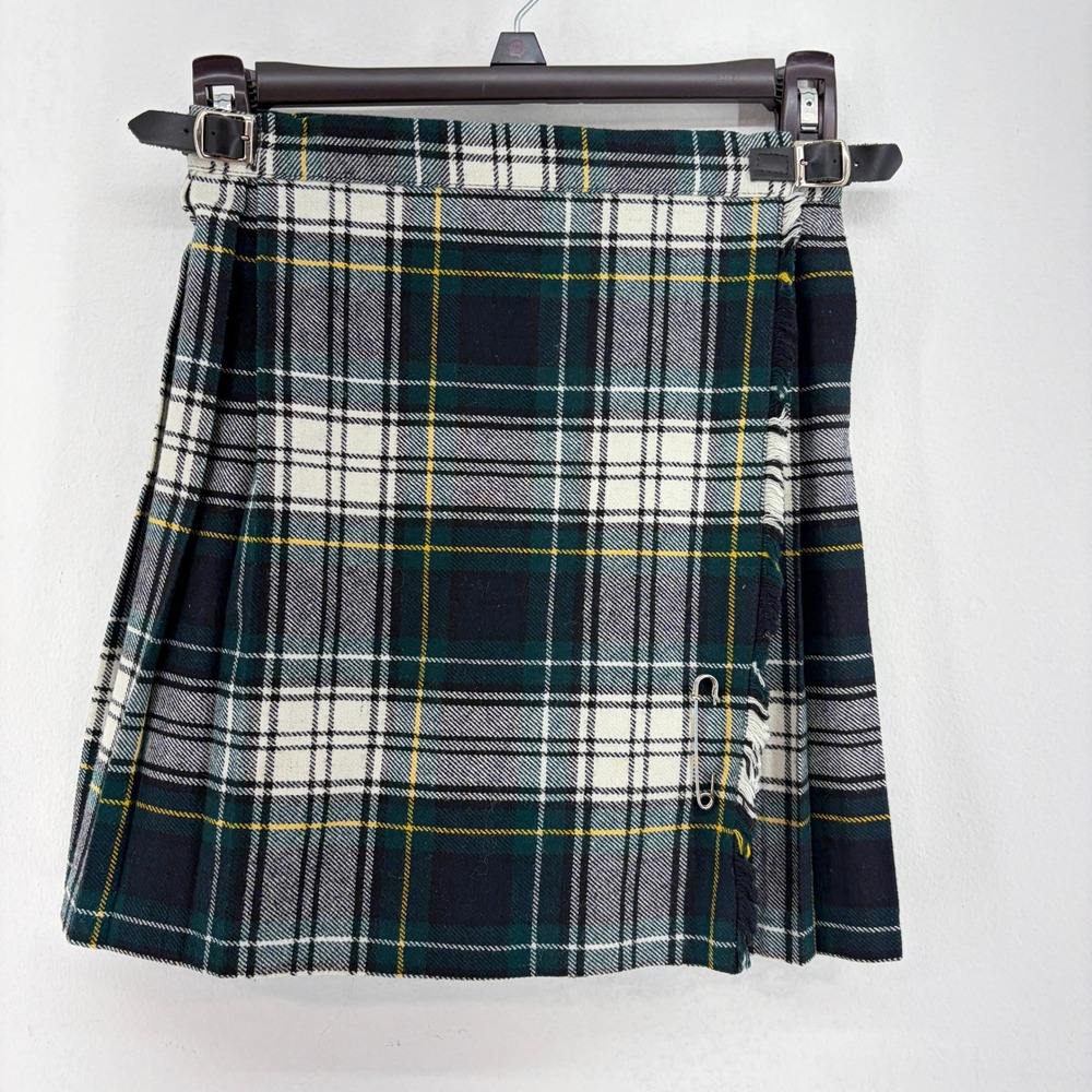 O'Neil Dublin Kids Dress Gordon Green Plaid Pleated Wool Kilt Skirt Ireland 5/6